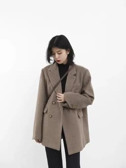 CHIC VEN Women Wool Blend Coat Solid Mid Long Woolen Blazer Thick Warm Blouse Women's Overcoat Office Lady Tops Autumn Winter