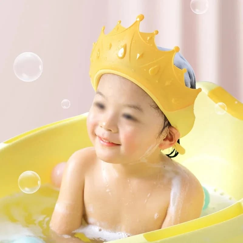 Baby Shower Cap Waterproof Shampoo Hat for Children Shower Toddler Protect Ears Eyes Girl Boy Adjustable Silicone Bathing Crown
