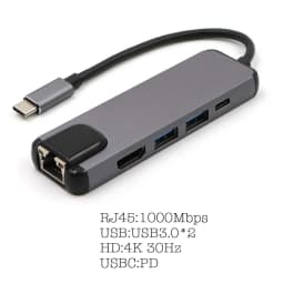 USB-C to RJ45 HDTV 4K USB 3.0 Type C 5 Port Hub Gigabit Ethernet 100/1000M Lan for Macbook Pro Air Thunderbolt 3 USB-C Charger