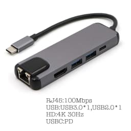 USB-C to RJ45 HDTV 4K USB 3.0 Type C 5 Port Hub Gigabit Ethernet 100/1000M Lan for Macbook Pro Air Thunderbolt 3 USB-C Charger