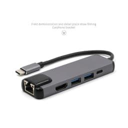 USB-C to RJ45 HDTV 4K USB 3.0 Type C 5 Port Hub Gigabit Ethernet 100/1000M Lan for Macbook Pro Air Thunderbolt 3 USB-C Charger