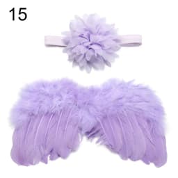 2pcs/set Cute Newborn Angel Feather Wings with Baby Girl Rose Flower Headband Hair Accessories for Infant Photography Props