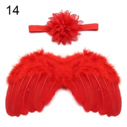 2pcs/set Cute Newborn Angel Feather Wings with Baby Girl Rose Flower Headband Hair Accessories for Infant Photography Props