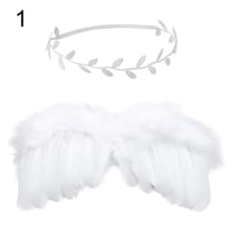 2pcs/set Cute Newborn Angel Feather Wings with Baby Girl Rose Flower Headband Hair Accessories for Infant Photography Props