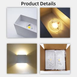 LED Wall Sconces 6W Modern Indoor Wall Lamp, White Up Down Wall Mount Lights for Living Room Hallway Bedroom Decor