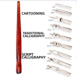 Dainayw 9 Calligraphy Nibs Dip Pen Set for Cartoon Animation Lettering Skeching Art Drawing Mapping Decorative Designs