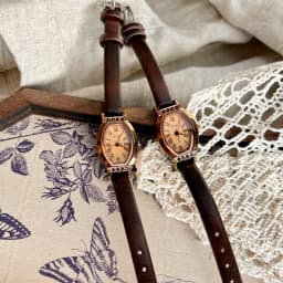 1pc Vintage Casual Elegant Women's Coffee Brown Leather Strap Watch, Fashionable Barrel Shaped Watch Dial With Rhinestone Decor