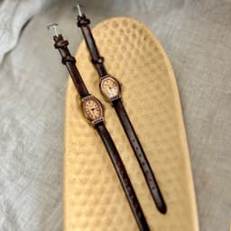 1pc Vintage Casual Elegant Women's Coffee Brown Leather Strap Watch, Fashionable Barrel Shaped Watch Dial With Rhinestone Decor