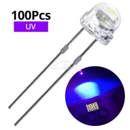 100Pcs 5mm Straw Hat Diode Led 3V UV Purple Water Clear Super Brights Wide Angle Bulb Lamping Atmosphere Diodes Direct Insertion