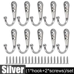 Black Metal Hooks with Screws Wall Mounted Hanging Hook for Coat Towel Bags Caps Hanger Kitchen Bathroom Storage Rack Holder