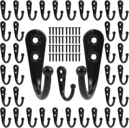 Black Metal Hooks with Screws Wall Mounted Hanging Hook for Coat Towel Bags Caps Hanger Kitchen Bathroom Storage Rack Holder