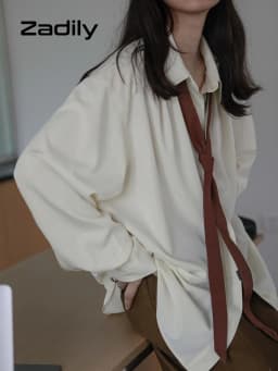 2026 Autumn Women's Oversized Long Sleeve Blouse 2026 Summer New Arrival Tie Neck Shirt Loose Fit Office Elegant Fashion