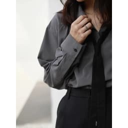 2026 Autumn Women's Oversized Long Sleeve Blouse 2026 Summer New Arrival Tie Neck Shirt Loose Fit Office Elegant Fashion