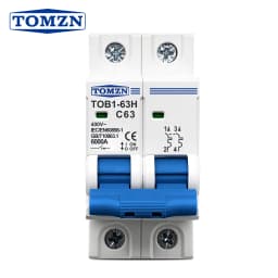 TOMZN 2P 3A 6A 10A 16A 20A 25A 32A 40A 50A 63A 400V~ 220V AC MCB 50/60Hz Circuit Breaker Safety Breaker C Type