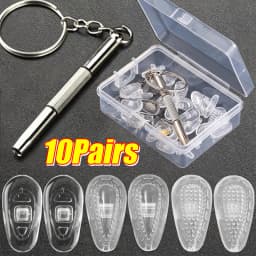 10pairs Silicone Nose Pads for Glasses with Screwdriver Soft Air Chamber Eyeglasses Anti-slip Nose Pad Screw Replace Repair Tool