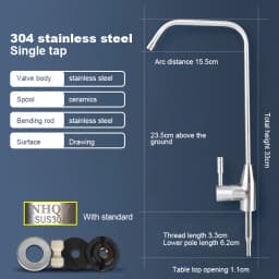 304 Stainless Steel Kitchen Water Faucet Chrome Plated 1/4 Inch Connect Reverse Osmosis Faucet For Drinking Water Purifier