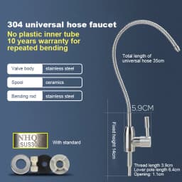 304 Stainless Steel Kitchen Water Faucet Chrome Plated 1/4 Inch Connect Reverse Osmosis Faucet For Drinking Water Purifier