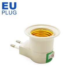 E27 Wall-mount  Lamp Holder Converter E27 Switch Lamp Base Round Foot Screw US EU Plug With ON/OFF Button LED Light Male Socket
