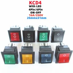 1pcs KCD4 Rocker Switch ON-OFF 2 Position 4 Pins / 6 Pins  Electrical equipment With Light Power Switch 16A 250VAC/ 20A 125VAC