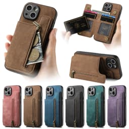 Zipper Card Solt Wallet Leather Case For iPhone 16 Pro Max 17 Air 15 14 Plus 13 12 11 Se2022 Pocket Magnetic Double Buckle Cover
