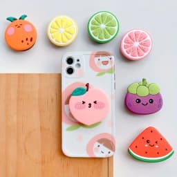 Cute Fruit Strawberry Foldable Grip Phone Holder for iPhone 17 16 Samsung Support Tok Socket Pocket Finger Bracket Griptok Stand