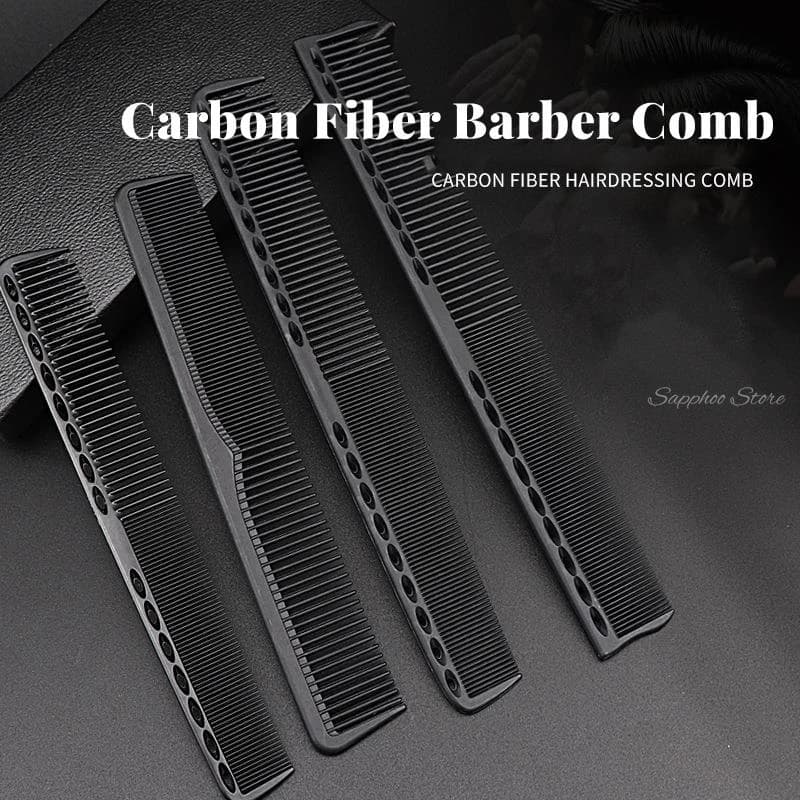Professional Hairdresser Hair Cutting Comb Black Carbon Double-sided Heat Resistant Salon Antistatic Barber Styling Brush Tool