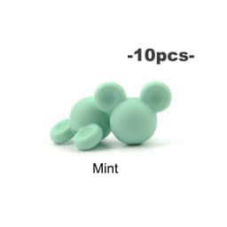 LOFCA 10pcs/lot Mouse Silicone Beads Baby Teether Toy Soft Chew Teething BPA Free DIY Charm Necklace Food Grade Jewelry