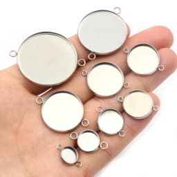 10/20pcs 8-30mm Inner Size Stainless Steel One Loop Double Lioops Pendant Cabochon Blank Base Setting Tray DIY Jewelry Findings
