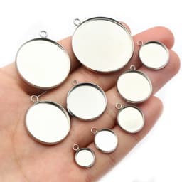 10/20pcs 8-30mm Inner Size Stainless Steel One Loop Double Lioops Pendant Cabochon Blank Base Setting Tray DIY Jewelry Findings