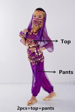 Children Belly Dancer Belt Pants Veil Accessories for Wings Kids Mask Bollywood Dress Girls Belly dance Costume Set 2-8Pieces