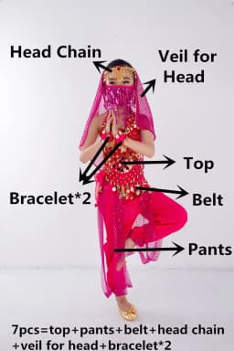 Children Belly Dancer Belt Pants Veil Accessories for Wings Kids Mask Bollywood Dress Girls Belly dance Costume Set 2-8Pieces