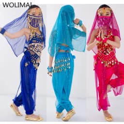 Children Belly Dancer Belt Pants Veil Accessories for Wings Kids Mask Bollywood Dress Girls Belly dance Costume Set 2-8Pieces