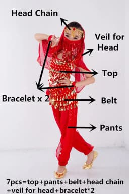 Children Belly Dancer Belt Pants Veil Accessories for Wings Kids Mask Bollywood Dress Girls Belly dance Costume Set 2-8Pieces