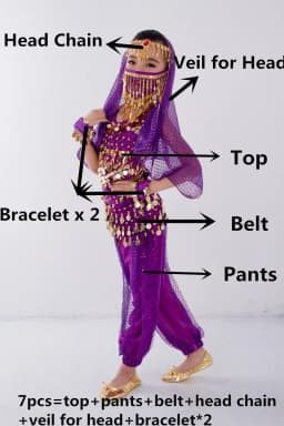Children Belly Dancer Belt Pants Veil Accessories for Wings Kids Mask Bollywood Dress Girls Belly dance Costume Set 2-8Pieces
