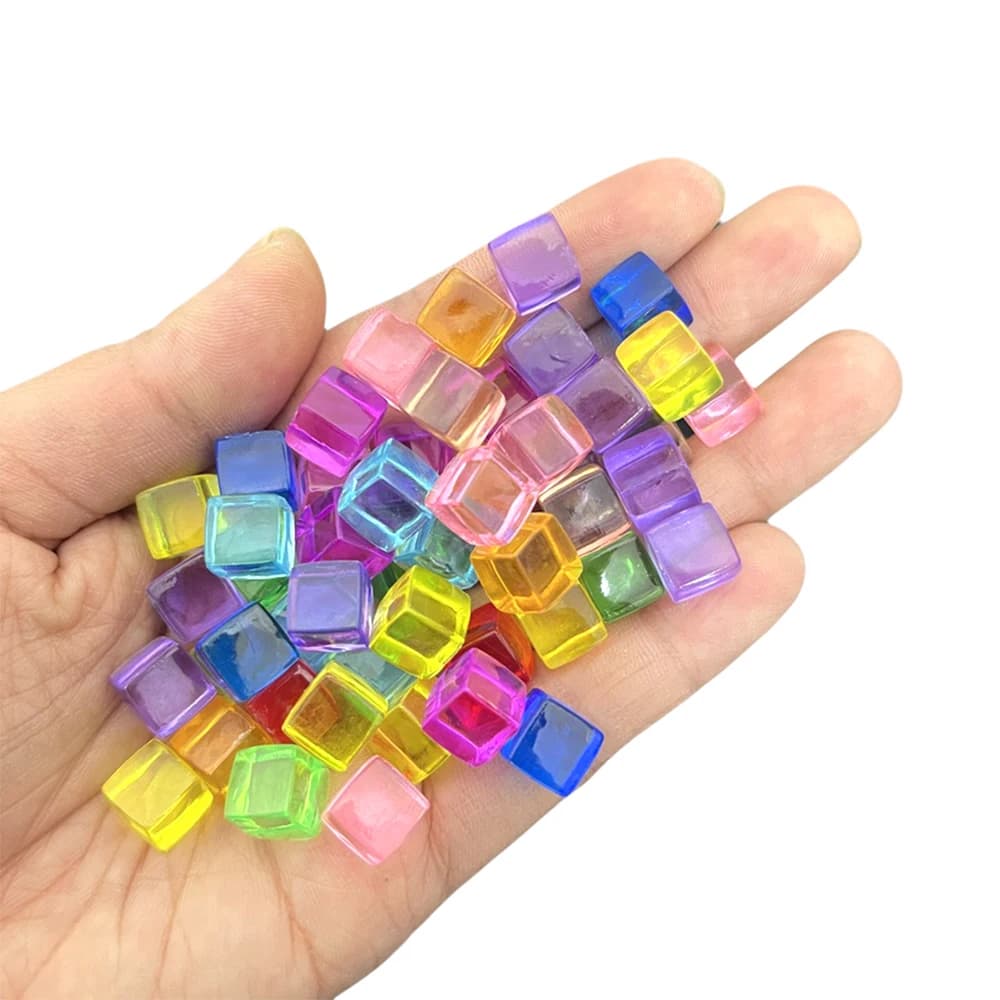 100Pcs/Set 8mm Transparent Square Corner Cube Colorful Clear Solid Color Dice Chess Piece Right Angle For Board Game
