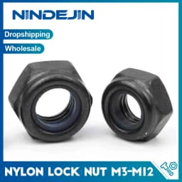 NINDEJIN Black Nylon Lock Nut 304 Stainless Steel Zinc-plated Hex Hexagon Self Locking Nut M3 M4 M5 M6 M8 M10 M12 Lock Nut