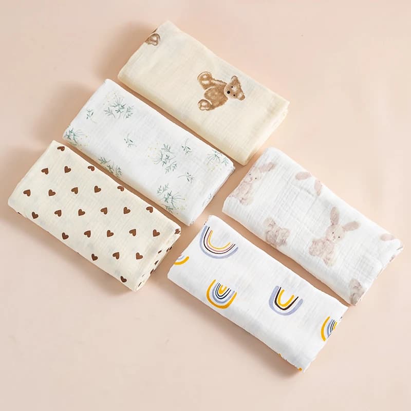 Ins Baby Blanket Muslin Swaddle 2 Layer Cotton Receive Blankets for Newborn Bath Towel Summer Bedding Baby Items Mother Kids