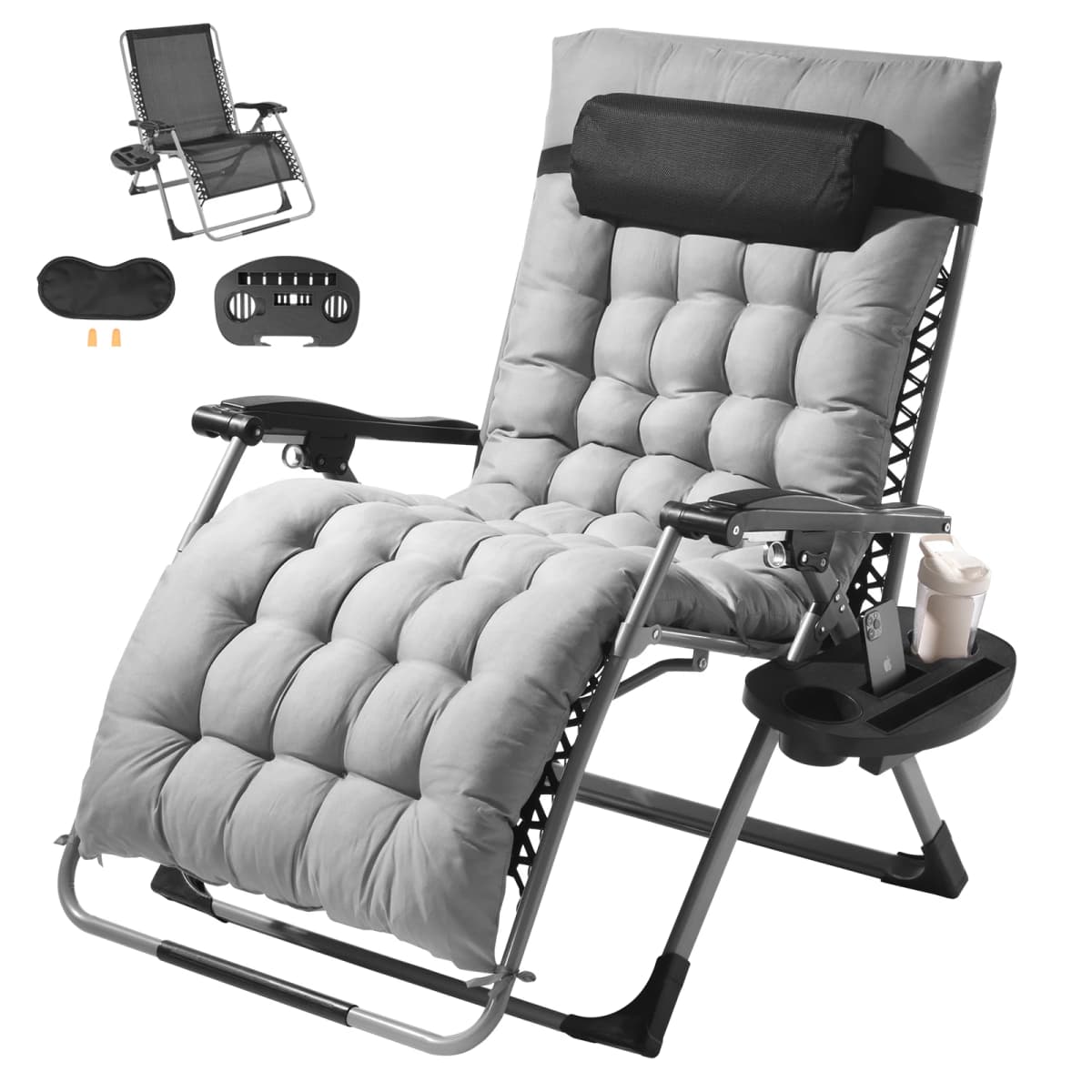 SucceBuy Zero Gravity Chair Zero Gravity Recliner Lounge Chair Adjustable Anti Gravity Chair with Cushion Footrest and Cupholder