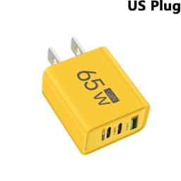 65W GaN USB C Fast Charger 3 Ports PD3.0 QC3.0 Mobile Phone Wall Adapter for iPhone 16 15 17 Samsung Xiaomi Huawei EU US KR Plug