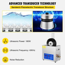 SucceBuy Ultrasonic Cleaner 6L Ultrasonic Vinyl Cleaner 7-12 In 8 Records Ultrasonic Vinyl Cleaning Machine 180W for Home Store