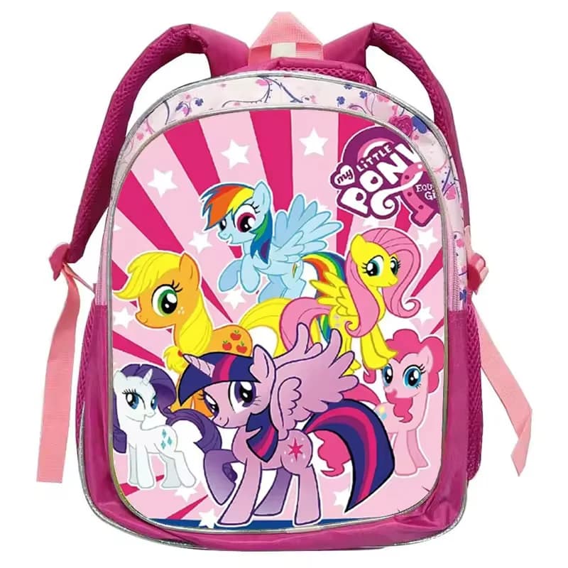My Little Pony Rainbow Equestria Pink Backpack Kindergarten Schoolbags Double Shoulder Bag Leather Travel Bag Gifts