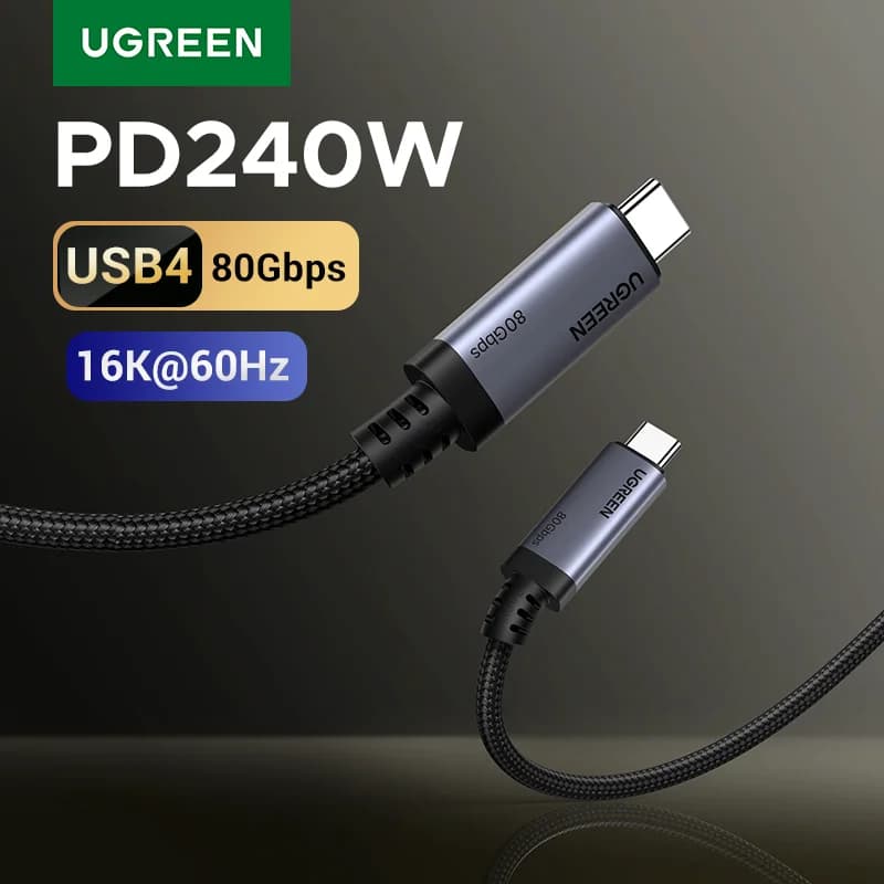 [80Gbps USB4] UGREEN USB C Full Function Cable 240W PD 3.1 Charging 16K@60Hz for USB C Monitors MacBook iPad Pro iPhone 17/16/15