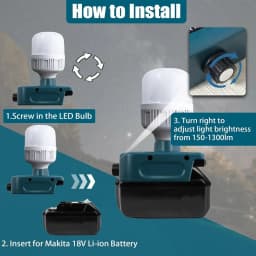 For Makita 18V Li-ion Battery Cordless LED Bulb Emergency Flood Lamp Camping lamp Cool White Light for Indoor Outdoor Use