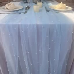 80x200cm Pearl Gauze Decorative Table Flag Beaded Net Gauze Wedding Table Flag Curtain Party Tablecloth Background Decoration