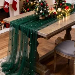 80x200cm Pearl Gauze Decorative Table Flag Beaded Net Gauze Wedding Table Flag Curtain Party Tablecloth Background Decoration