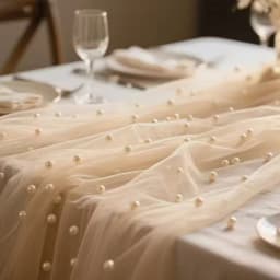 80x200cm Pearl Gauze Decorative Table Flag Beaded Net Gauze Wedding Table Flag Curtain Party Tablecloth Background Decoration