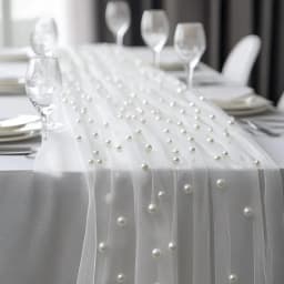 80x200cm Pearl Gauze Decorative Table Flag Beaded Net Gauze Wedding Table Flag Curtain Party Tablecloth Background Decoration