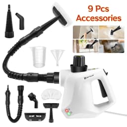 Steam Cleaner Handheld,400ML Multifunctional Hand Held Steam Cleaner Pressurized with 9 pcs Accessories Safety Lock IPX4