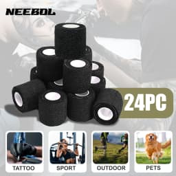 48/24/3PCS Black Tattoo Grip Cover Wraps Self-Adhesive Elastic Bandage Tape Breathable Strong Sports Tape Athletic Bandage Rolls