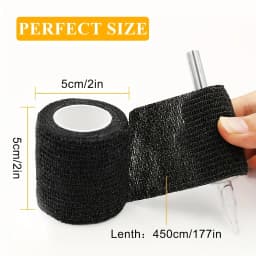 48/24/3PCS Black Tattoo Grip Cover Wraps Self-Adhesive Elastic Bandage Tape Breathable Strong Sports Tape Athletic Bandage Rolls